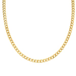 Italian 14K YG Over Sterling Silver Cuban Chain Necklace (24 Inches) (17 Grams)