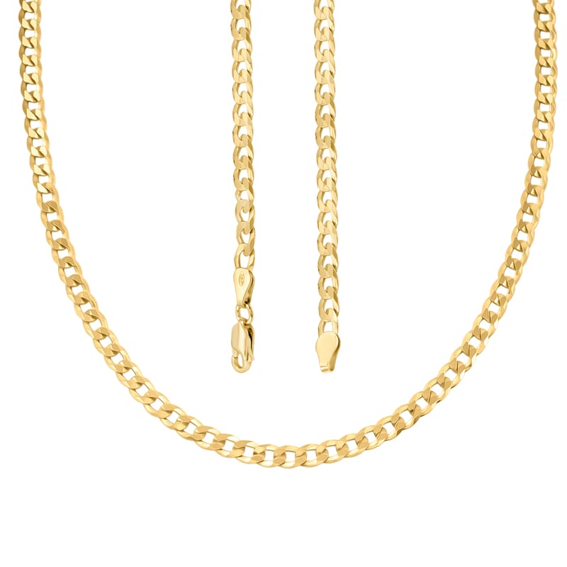 Italian 14K YG Over Sterling Silver Cuban Chain Necklace (24 Inches) (17 Grams)
