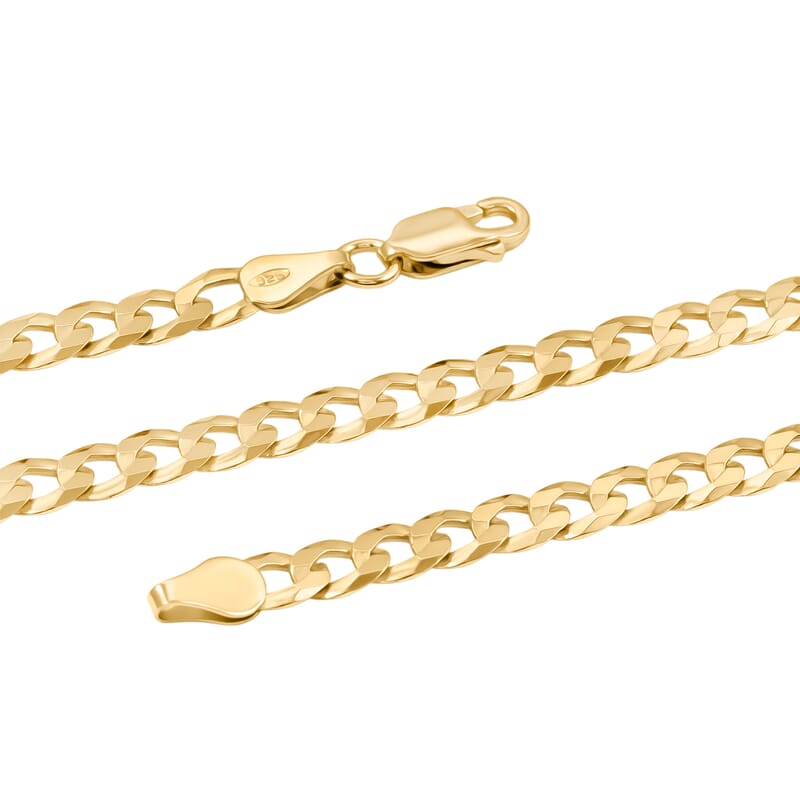 Italian 14K YG Over Sterling Silver Cuban Chain Necklace (24 Inches) (17 Grams)