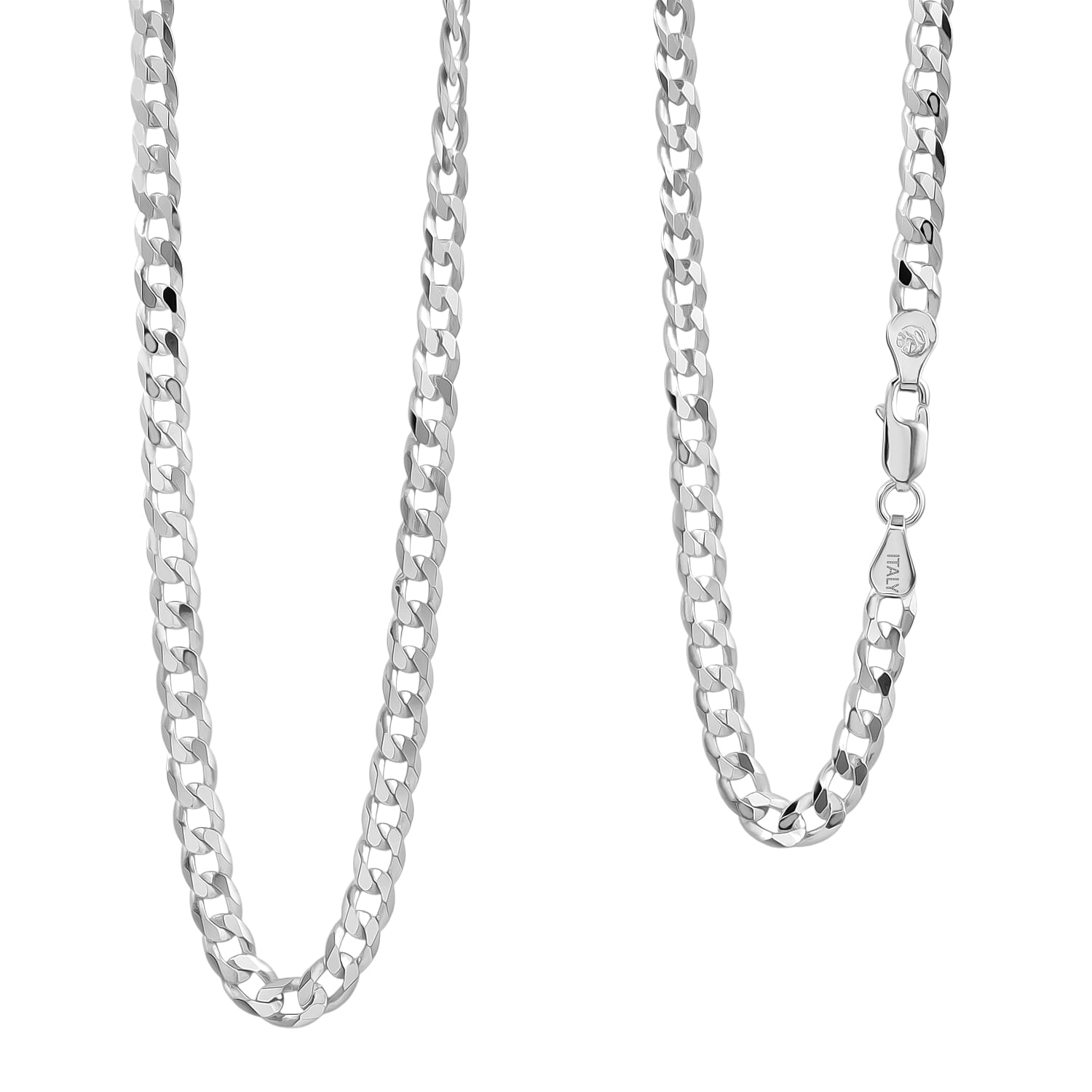 Italian Sterling Silver Cuban Chain Necklace (24 Inches) (17.02 Grams)