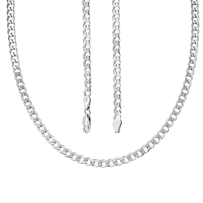 Italian Sterling Silver Cuban Chain Necklace (24 Inches) (17.02 Grams)