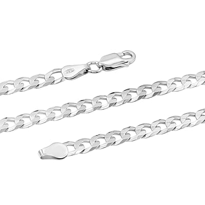 Italian Sterling Silver Cuban Chain Necklace (24 Inches) (17.02 Grams)