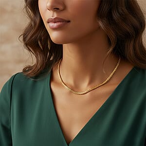 Italian Franco Chain Necklace in 14K Yellow Gold Over Sterling Silver 25.56 Grams 24 Inches