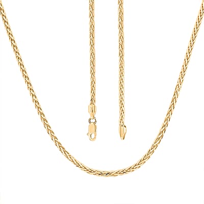 Italian Franco Chain Necklace in 14K Yellow Gold Over Sterling Silver 25.56 Grams 24 Inches