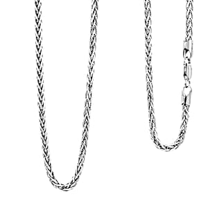 Italian Franco Chain Necklace in Rhodium Over Sterling Silver 25.56 Grams 24 Inches