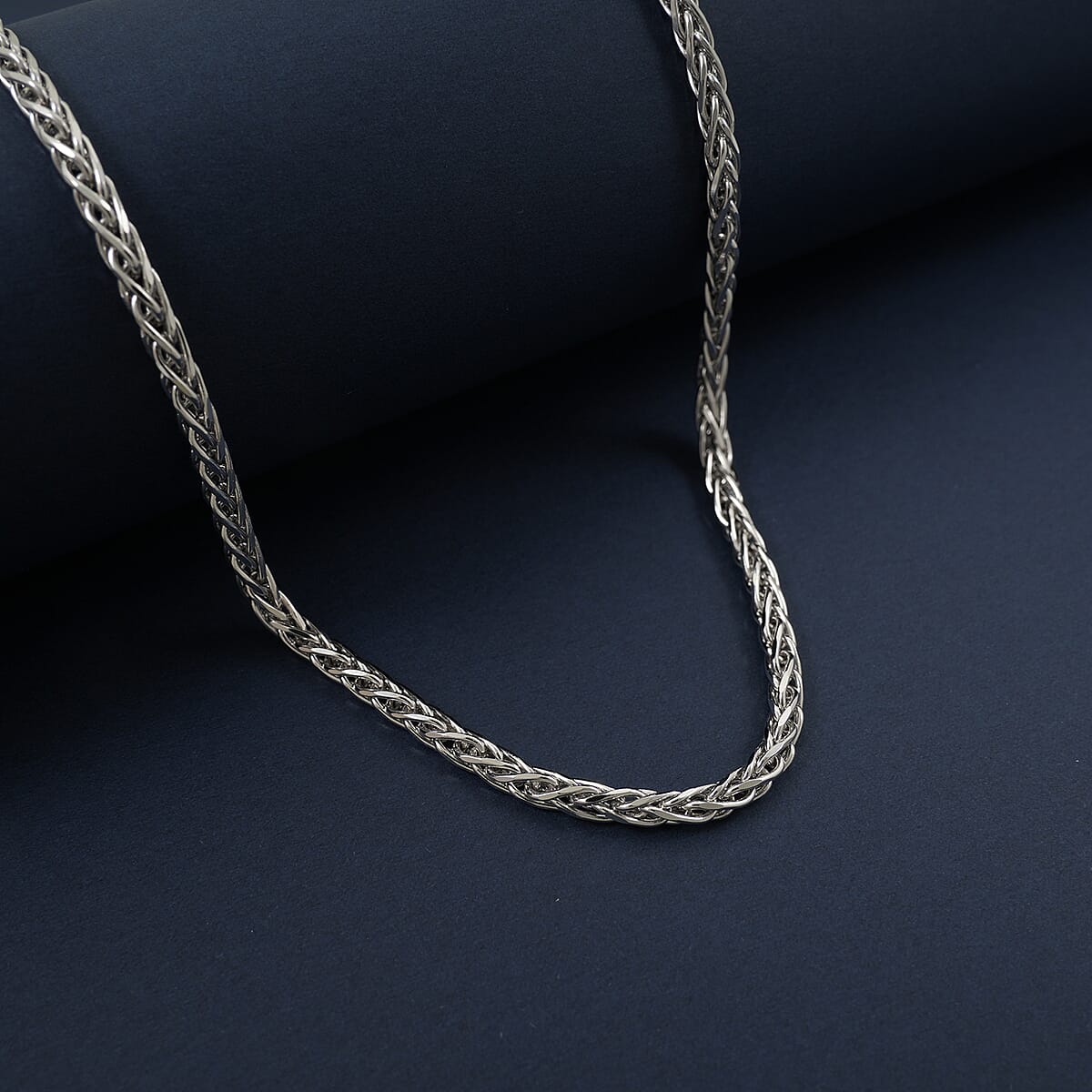 Italian Franco Chain Necklace in Rhodium Over Sterling Silver 25.56 Grams 24 Inches image number 1