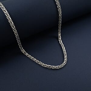 Italian Franco Chain Necklace in Rhodium Over Sterling Silver 25.56 Grams 24 Inches