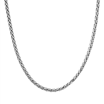 Italian Franco Chain Necklace in Rhodium Over Sterling Silver 25.56 Grams 24 Inches