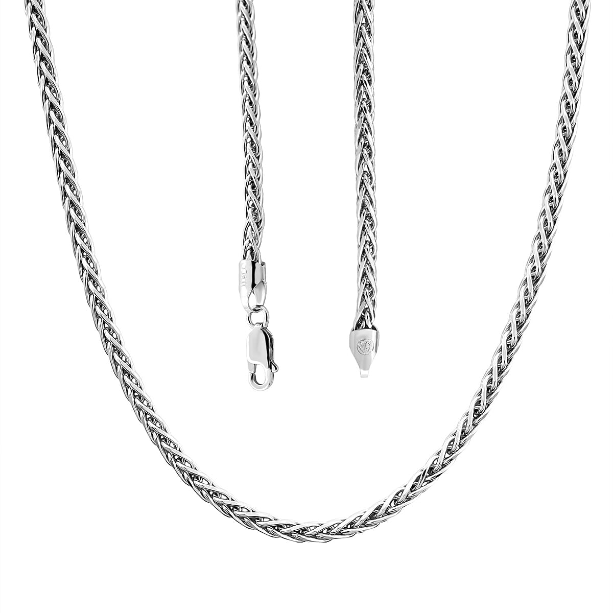 Italian Franco Chain Necklace in Rhodium Over Sterling Silver 25.56 Grams 24 Inches image number 4