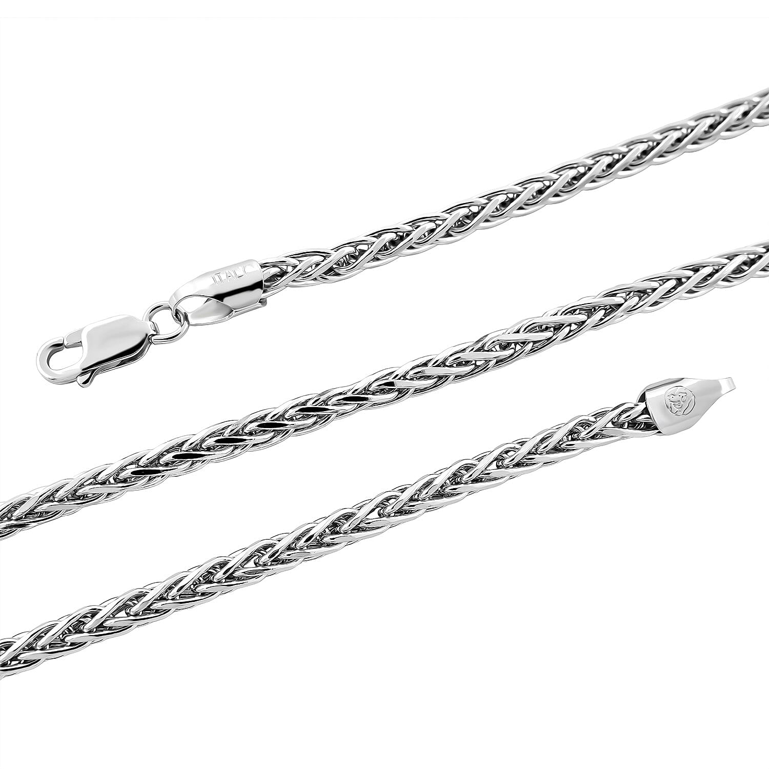 Italian Franco Chain Necklace in Rhodium Over Sterling Silver 25.56 Grams 24 Inches