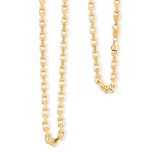 Italian Cable Link Chain Necklace in 14K Yellow Gold Over Sterling Silver 32.92 Grams 24 Inches