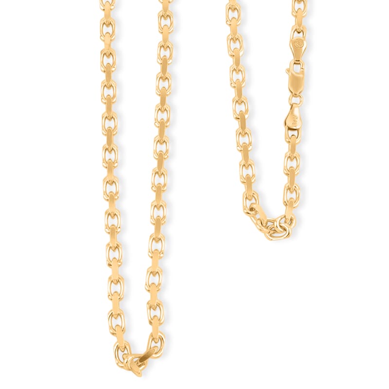 Italian Cable Link Chain Necklace in 14K Yellow Gold Over Sterling Silver 32.92 Grams 24 Inches