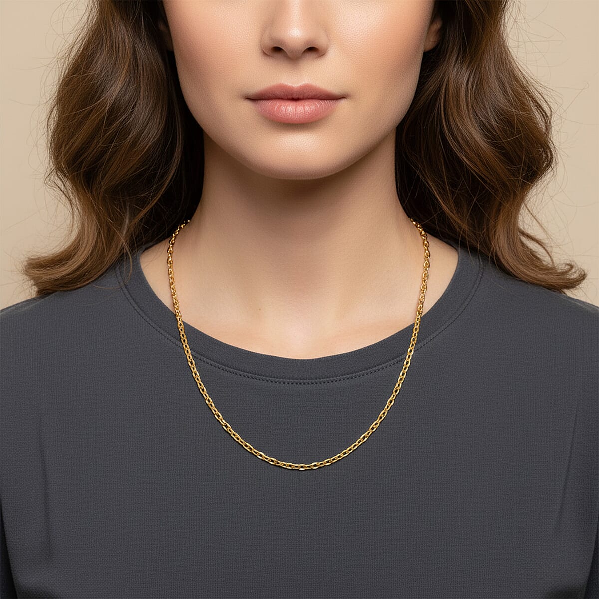 Italian Cable Link Chain Necklace in 14K Yellow Gold Over Sterling Silver 32.92 Grams 24 Inches image number 2