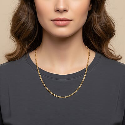 Italian Cable Link Chain Necklace in 14K Yellow Gold Over Sterling Silver 32.92 Grams 24 Inches