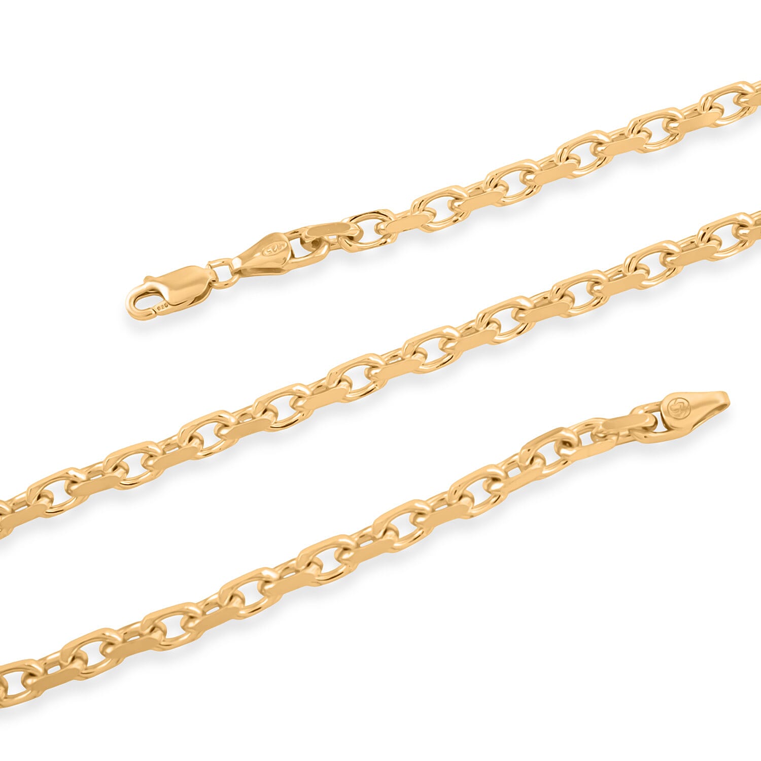 Italian Cable Link Chain Necklace in 14K Yellow Gold Over Sterling Silver 32.92 Grams 24 Inches