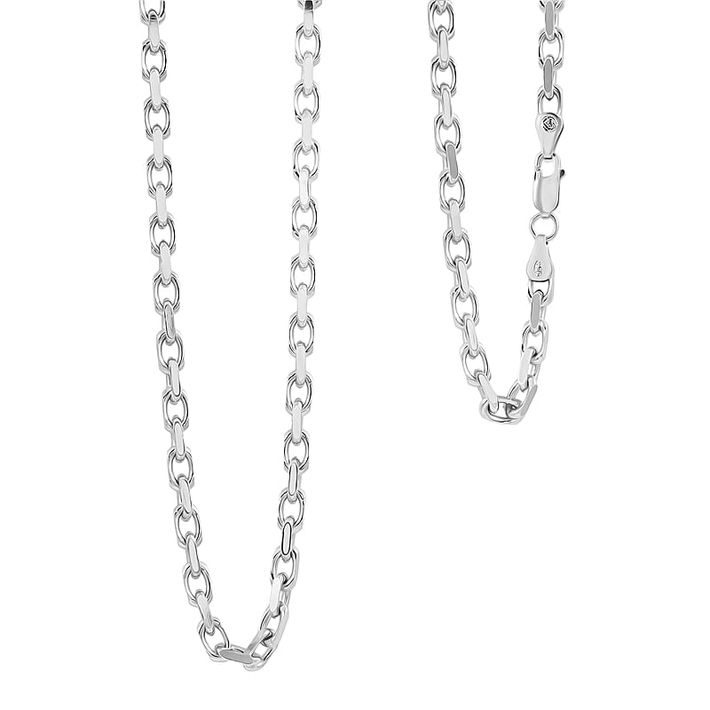 Italian Classy Link Chain Necklace in Rhodium Over Sterling Silver 34.19 Grams 24 Inches