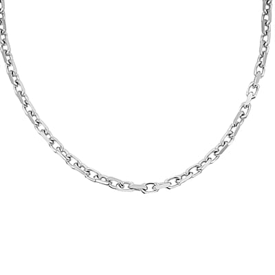 Italian Classy Link Chain Necklace in Rhodium Over Sterling Silver 34.19 Grams 24 Inches