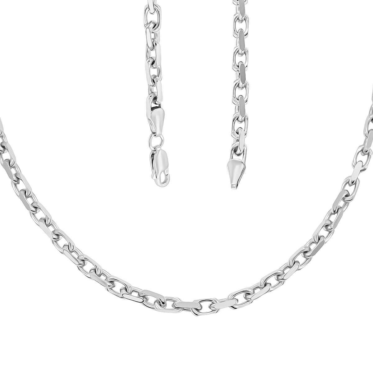 Italian Chain Necklace in Rhodium Over Sterling Silver 34.19 Grams 24 Inches image number 4