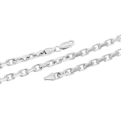 Italian Classy Link Chain Necklace in Rhodium Over Sterling Silver 34.19 Grams 24 Inches