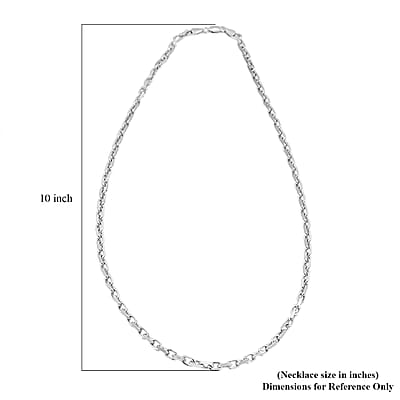 Italian Classy Link Chain Necklace in Rhodium Over Sterling Silver 34.19 Grams 24 Inches