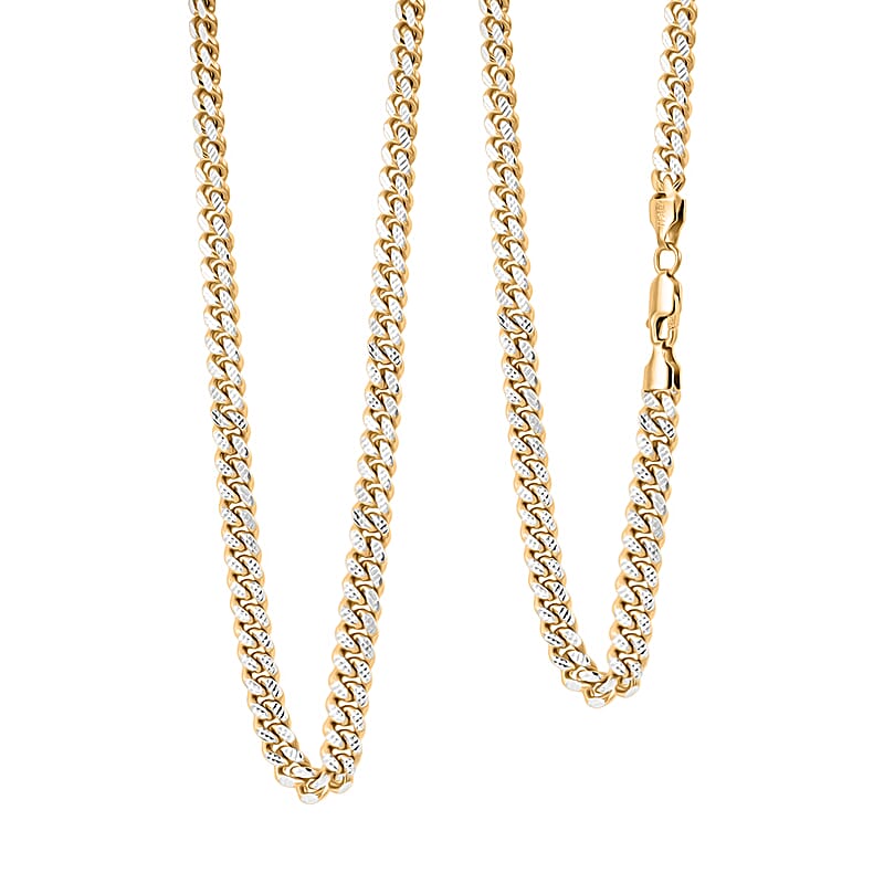 Italian Cuban Link Chain Necklace in 14K YG Over and Sterling Silver 45.25 Grams 24 Inches