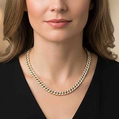 Italian Cuban Link Chain Necklace in 14K YG Over and Sterling Silver 45.25 Grams 24 Inches