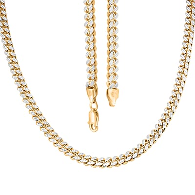 Italian Cuban Link Chain Necklace in 14K YG Over and Sterling Silver 45.25 Grams 24 Inches
