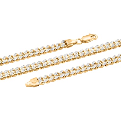 Italian Cuban Link Chain Necklace in 14K YG Over and Sterling Silver 45.25 Grams 24 Inches