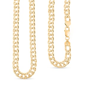 Italian Cuban Link Chain Necklace in 14K Yellow Gold Over Sterling Silver 49.28 Grams 24 Inches