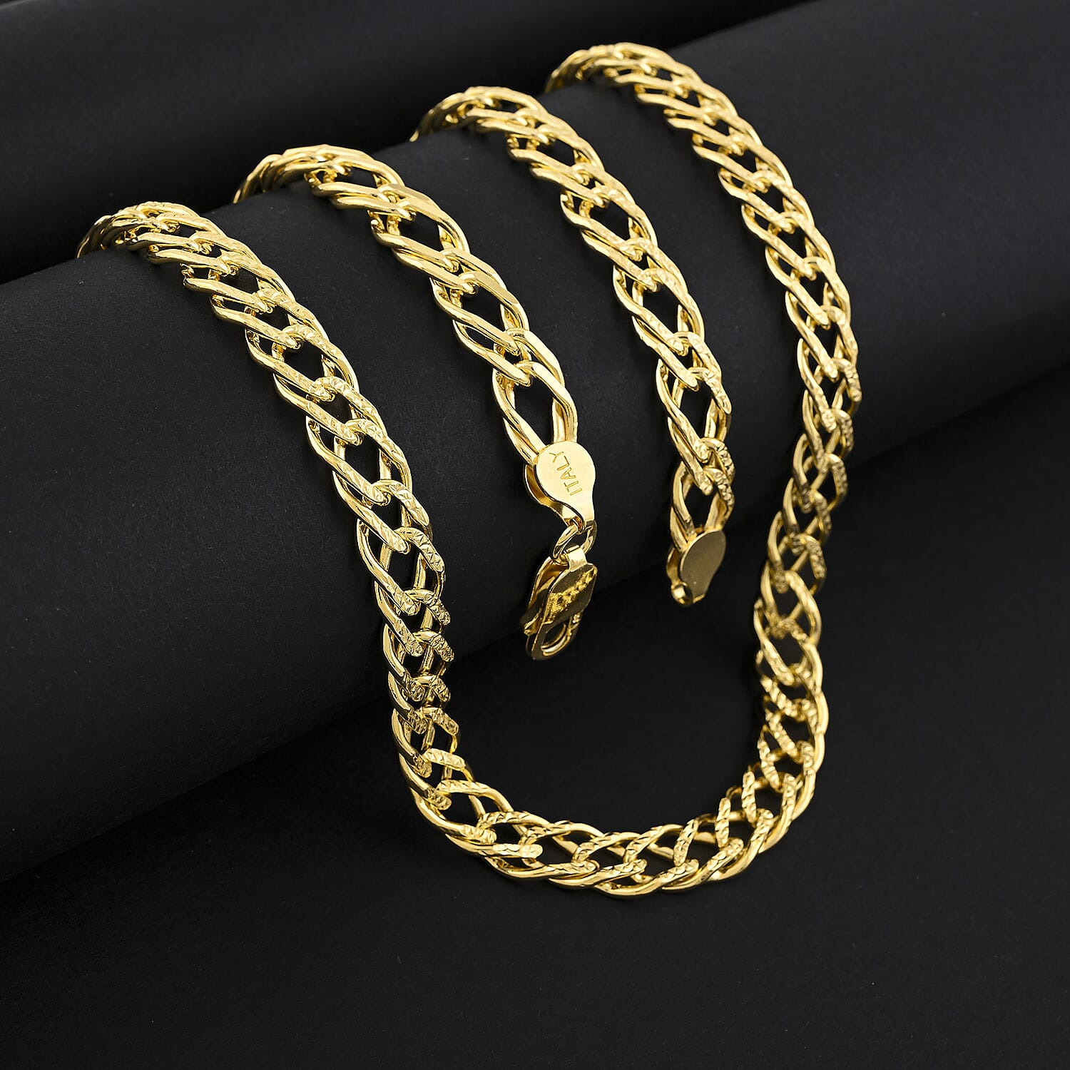 Italian Cuban Link Chain Necklace in 14K Yellow Gold Over Sterling Silver 49.28 Grams 24 Inches