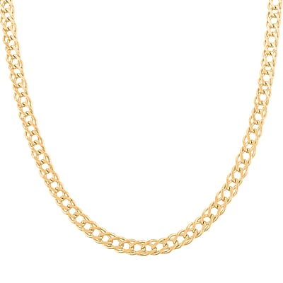 Italian Cuban Link Chain Necklace in 14K Yellow Gold Over Sterling Silver 49.28 Grams 24 Inches
