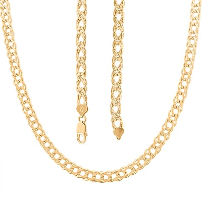 Italian Cuban Link Chain Necklace in 14K Yellow Gold Over Sterling Silver 49.28 Grams 24 Inches
