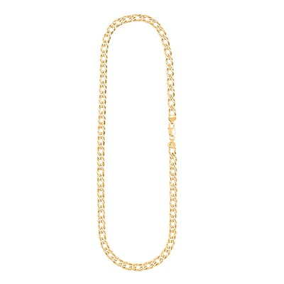 Italian Cuban Link Chain Necklace in 14K Yellow Gold Over Sterling Silver 49.28 Grams 24 Inches