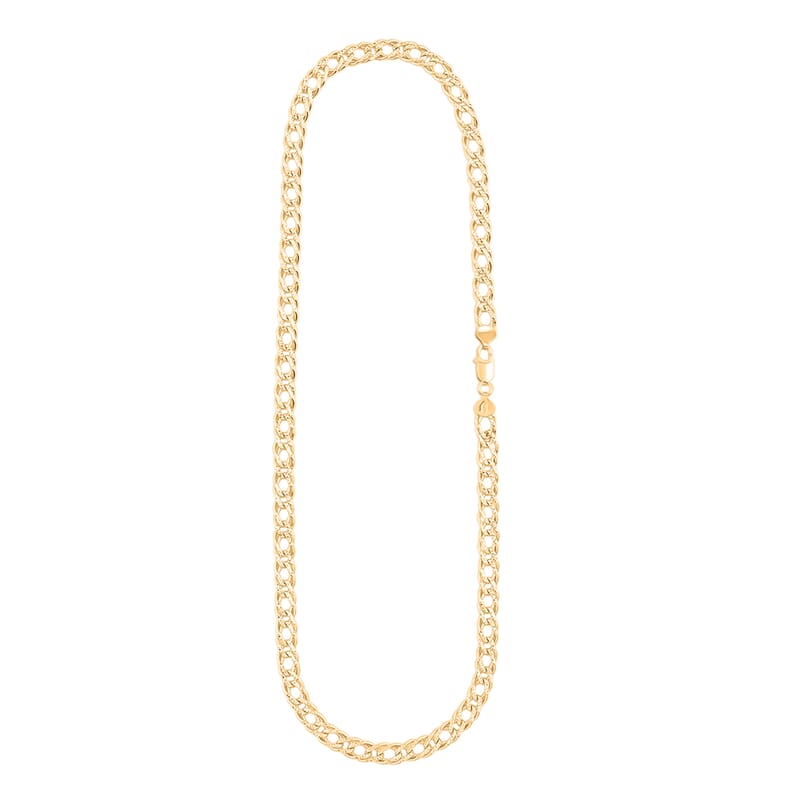 Italian Cuban Link Chain Necklace in 14K Yellow Gold Over Sterling Silver 49.28 Grams 24 Inches