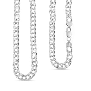 Italian Cuban Link Chain Necklace in Sterling Silver 49.04 Grams 24 Inches
