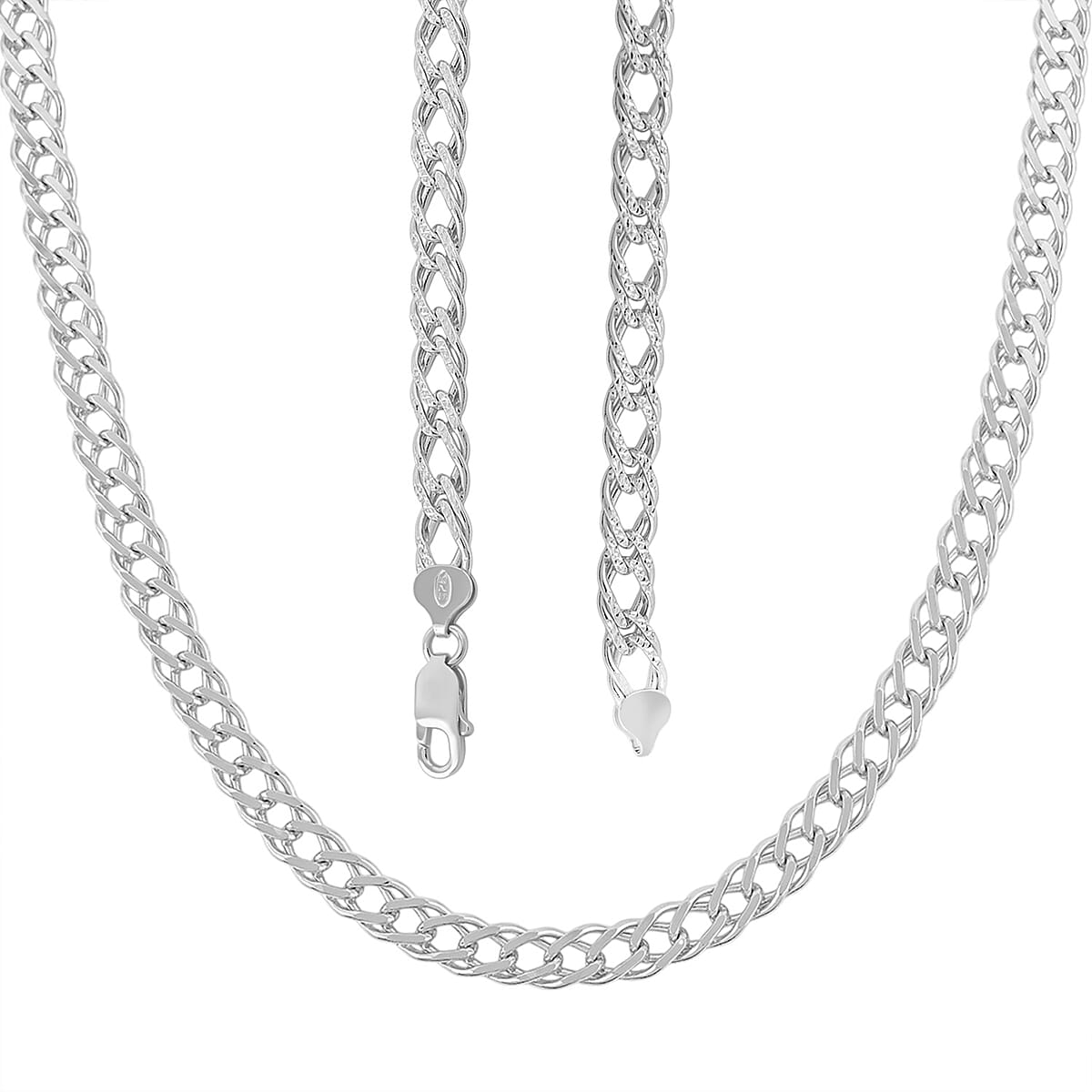Italian Cuban Link Chain Necklace in Sterling Silver 49.04 Grams 24 Inches image number 3
