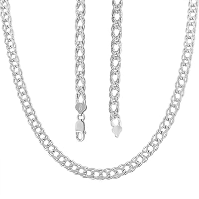 Italian Cuban Link Chain Necklace in Sterling Silver 49.04 Grams 24 Inches
