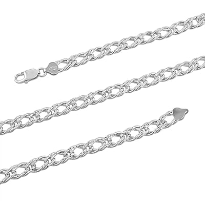 Italian Cuban Link Chain Necklace in Sterling Silver 49.04 Grams 24 Inches