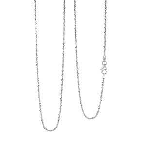 Italian Diamond-cut Rock Chain Necklace in Rhodium Over Sterling Silver 4.83 Grams 30 Inches