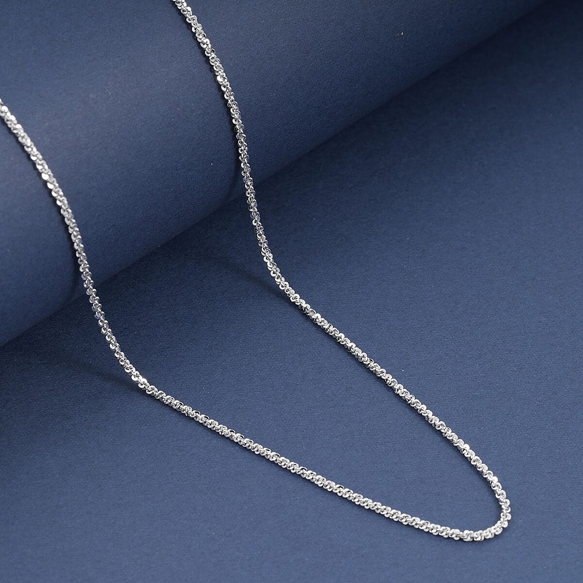 Italian Diamond-cut Rock Chain Necklace in Rhodium Over Sterling Silver 4.83 Grams 30 Inches image number 1