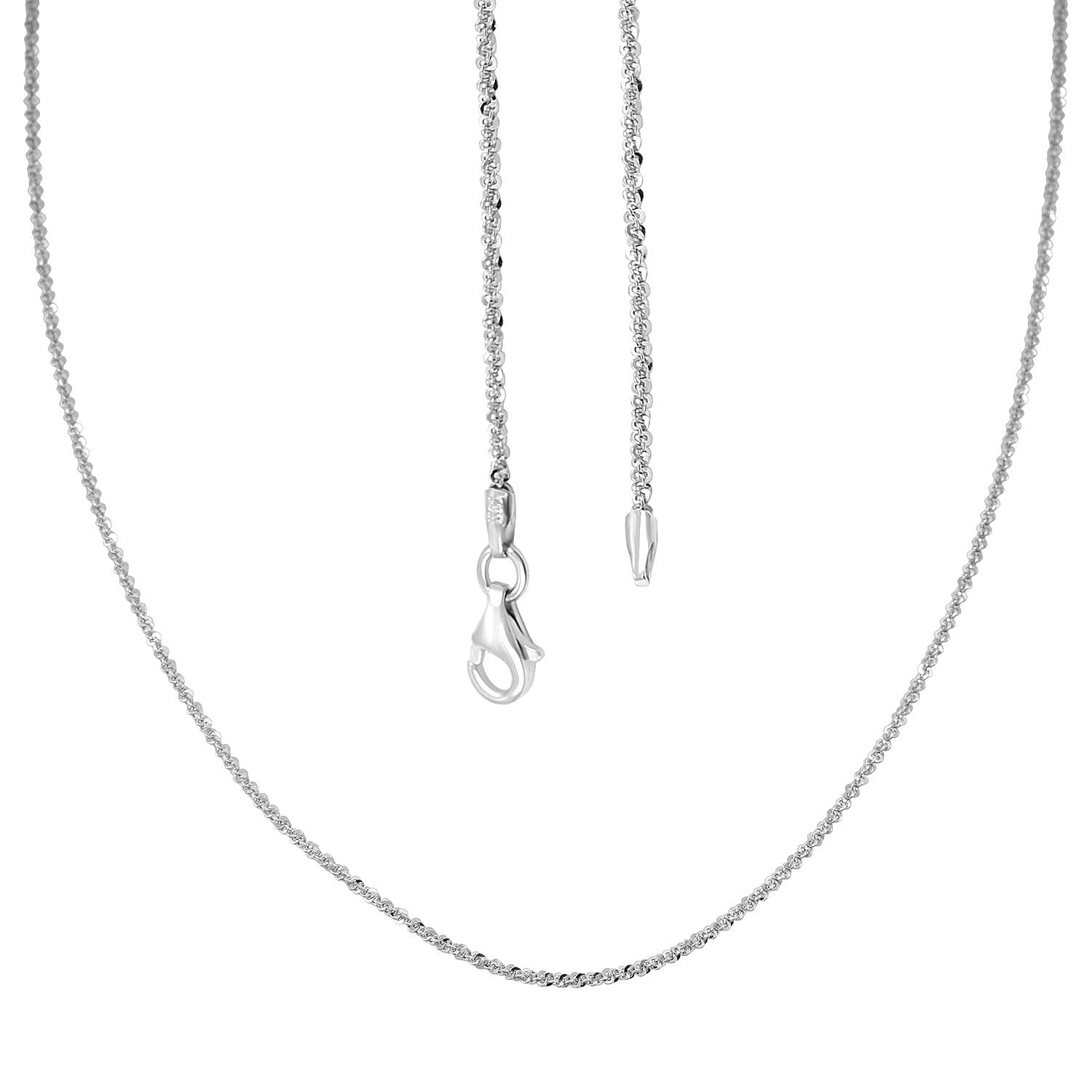 Italian Diamond-cut Rock Chain Necklace in Rhodium Over Sterling Silver 4.83 Grams 30 Inches