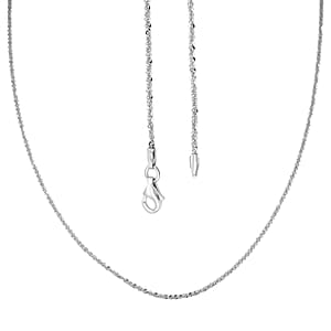 Italian Diamond-cut Rock Chain Necklace in Rhodium Over Sterling Silver 4.83 Grams 30 Inches