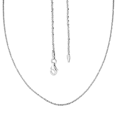 Italian Diamond-cut Rock Chain Necklace in Rhodium Over Sterling Silver 4.83 Grams 30 Inches