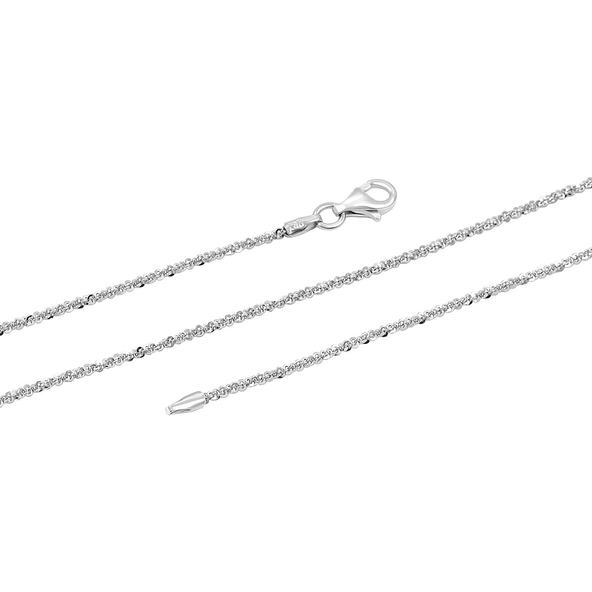 Italian Diamond-cut Rock Chain Necklace in Rhodium Over Sterling Silver 4.83 Grams 30 Inches image number 4