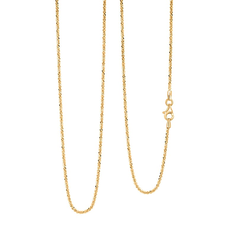 Italian Rock Diamond-cut Chain Necklace in 14K Yellow Gold Over Sterling Silver 4.60 Grams 30 Inches