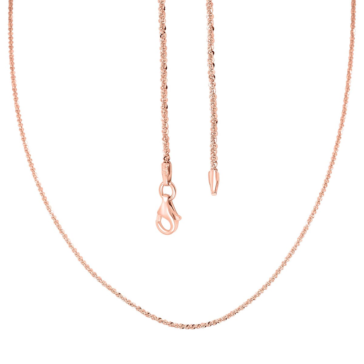 Italian Diamond-cut Rock Chain Necklace in 14K Rose Gold Over Sterling Silver 4.37 Grams 30 Inches image number 3