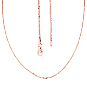 Italian Diamond-cut Rock Chain Necklace in 14K Rose Gold Over Sterling Silver 4.37 Grams 30 Inches