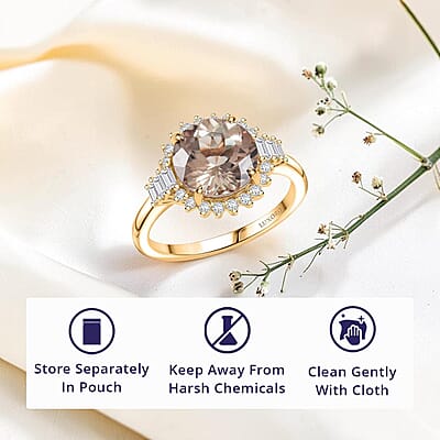 Luxoro AAA Turkizite and G-H I2 Diamond 3.60 ctw Ring in 10K Yellow Gold (Size 10.0)