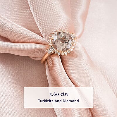Luxoro 10K Yellow Gold AAA Turkizite, Diamond (G-H, I2) (0.39 cts) Ring (Size 5.0) 3.60 ctw