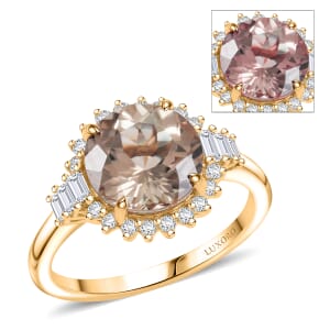 Luxoro AAA Turkizite and G-H I2 Diamond 3.60 ctw Ring in 10K Yellow Gold (Size 7.0)